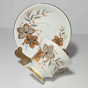 Royal Gregg Teacup and Saucer Autumn Leaves Vintage